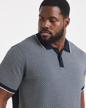 Geo Patterned Short Sleeve Knitted Polo