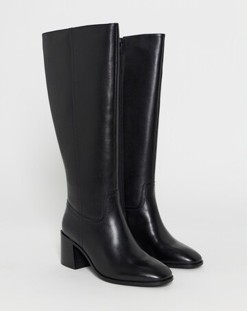 Nessa Leather Block Heel Knee High Boots - Wide Fit (E) & Curvy Calf