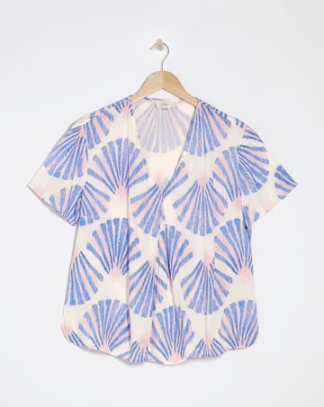 Julipa Printed Crinkle Short Sleeve Top