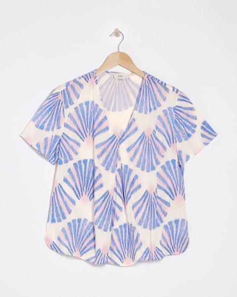 Julipa Printed Crinkle Short Sleeve Top