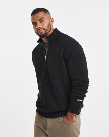 Jack & Jones Norrebro Half Zip Knit - Black