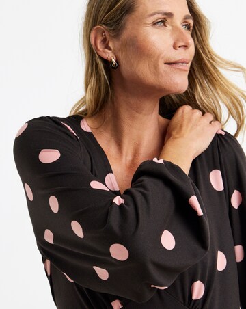 Soft Touch Long Sleeve V Neck Tea Dress