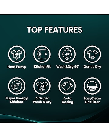 Hisense 5i 12kg / 8kg Heat Pump KitchenFit Washer Dryer White