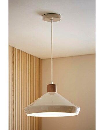 ValueLights Parker Cream & Walnut Pendant Light