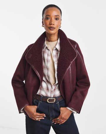 Burgundy Zip Front Aviator Jacket