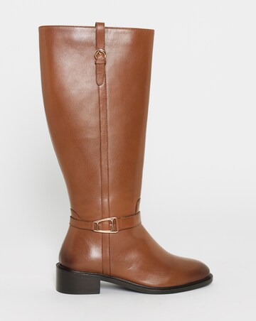 Tori Leather Knee High Buckle Boots - Extra Wide Fit (EEE) & Super Curvy Calf