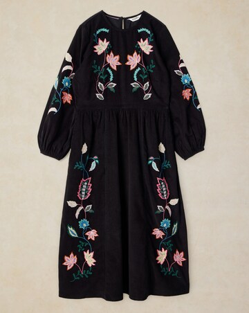 White Stuff Wren Embroidered Cord Dress