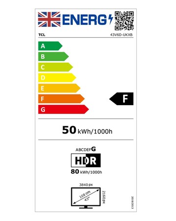 TCL 43V6D-UK 43in 4K HDR10+ Dolby Atmos Smart Fire TV