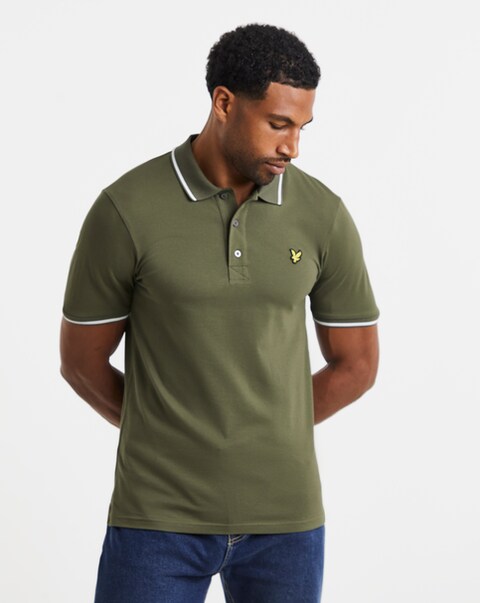 Lyle & Scott Short Sleeve Tipped Polo Shirt - Olive