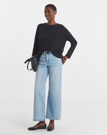 Pure Cotton Black Crew Neck Long Sleeve T-Shirt