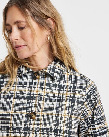 Hooded Check Print Trench Car Coat