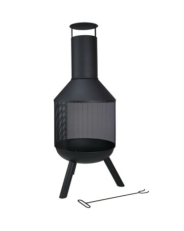 Charles Bentley Round Black Steel Chimenea