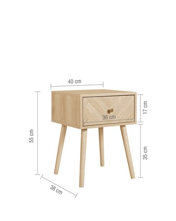 Herringford 1 Drawer Bedside Table