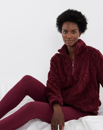 Pretty Secrets Bow Textured Fleece Half Zip Lounge Set