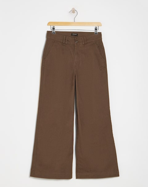 Chocolate Stretch Wide Leg Chino Trouser