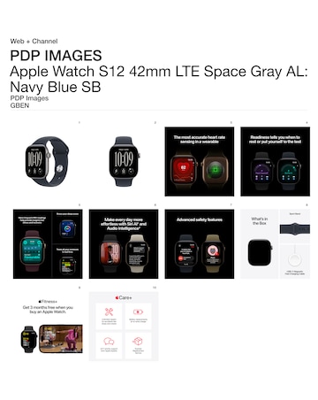 Apple Watch Series 12 GPS + Cellular 42mm - Space Grey Aluminium/Navy Blue - M/L