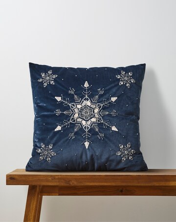 Embroidered Snowflake Velvet Cushion