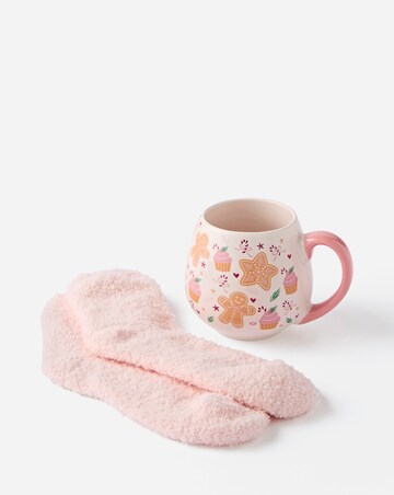 Sugarplum Bakery Print Ceramic Mug and Polyester Socks Set