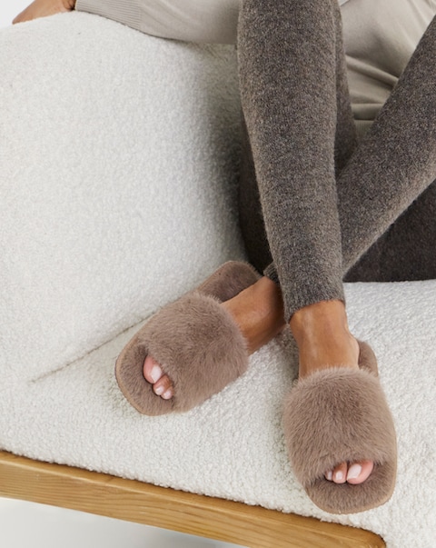 Maisie Fluffy Mule Slippers - Extra Wide Fit (EEE)