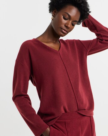 Red Cosy Seam Front Long Sleeve Top