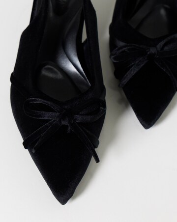 Leila Velvet Bow Slingback Heeled Shoes - Wide Fit (E)