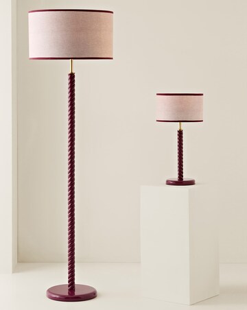 ValueLights Amara Pink Twist Floor Lamp with Colour Match Inner Shade