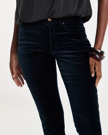 Dark Teal Velvet Slim Leg Jeans