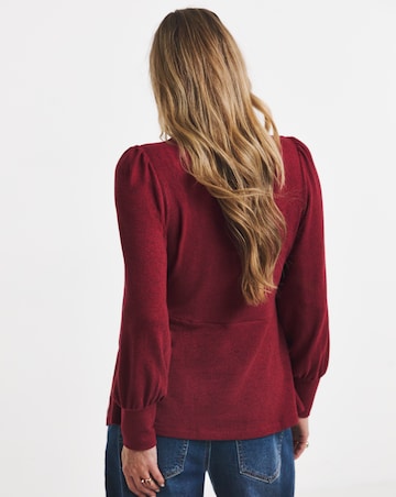 Mulberry V Neck Wrap Long Sleeve Cosy Top
