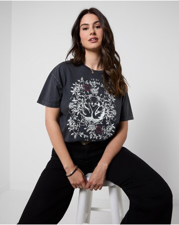 Joe Browns Short Sleeve Acid Wash Swan Graphic T-Shirt