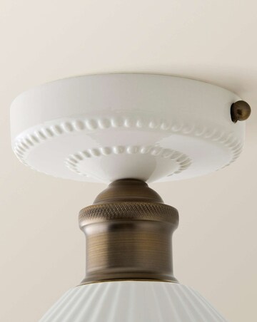 ValueLights Burford Ceramic Ribbed Semi Flush Ceiling Light
