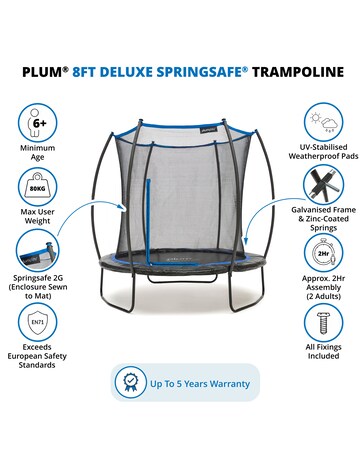 Plum 8ft Deluxe Springsafe Trampoline & Enclosure