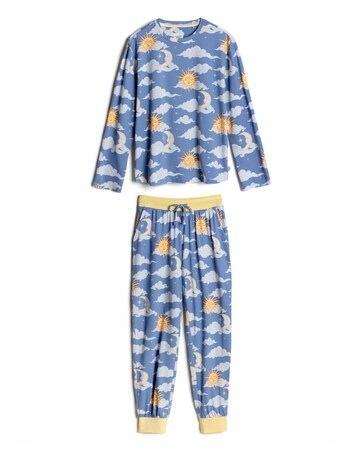 Chelsea Peers Classic Long Sleeve Crew Neck Clouds Pyjama Set