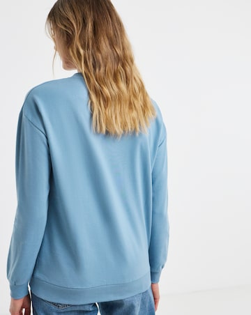 Pure Cotton Crew Neck Cutwork Long Sleeve Sweatshirt