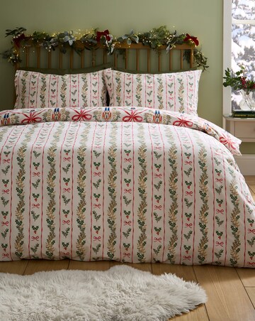 Catherine Lansfield Christmas Nutcracker Bows Duvet Cover Set