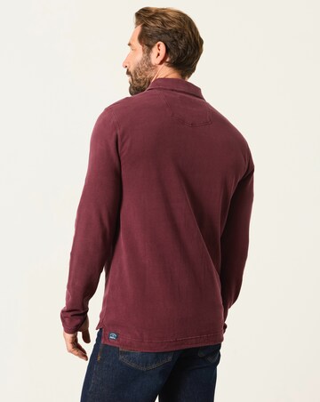 FatFace Long Sleeve Pique Polo - Plum Purple