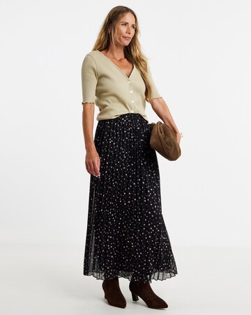Chiffon Spot Print Pleated Midaxi Skirt