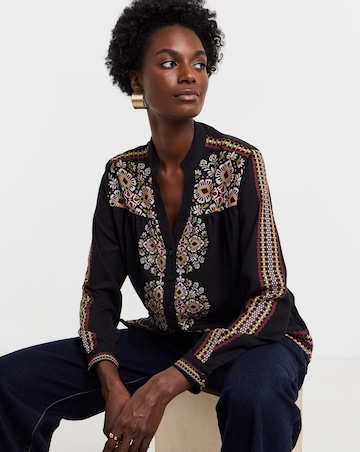 Black Placement Print Blouse