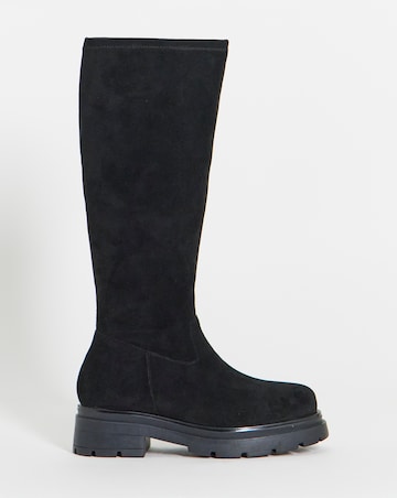 Duclie Chunky Stretch Knee High Boots - Extra Wide Fit (EEE) & Super Curvy Calf