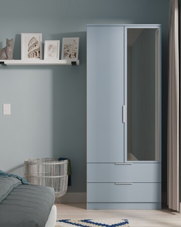 Humber Ready Assembled 2 Door 2 Drawer Mirrored Wardrobe - Kids