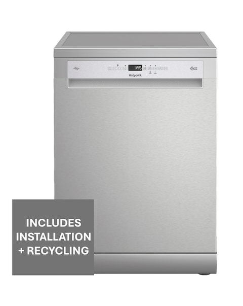 Hotpoint Maxi Space H7FHP43XUK Full Size Dishwasher 15 Place Silver + Install