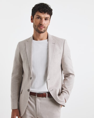 Linen Blend Pinstripe Suit Blazer