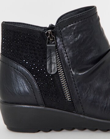Cushion Walk Sparkle Detail Side Zip Ruched Wedge Boots - Wide Fit (E)
