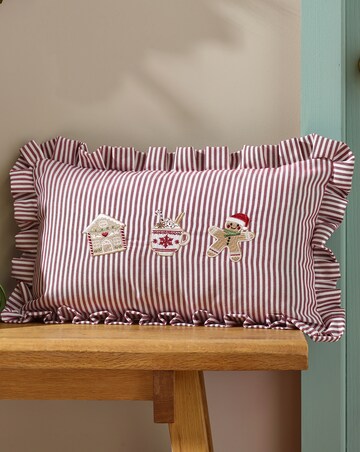 Catherine Lansfield Christmas Gingerbread Striped Filled Cushion