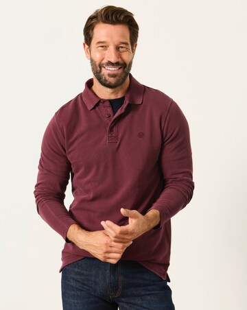FatFace Long Sleeve Pique Polo - Plum Purple