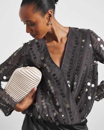 Joanna Hope Sequin Bubble Hem Top