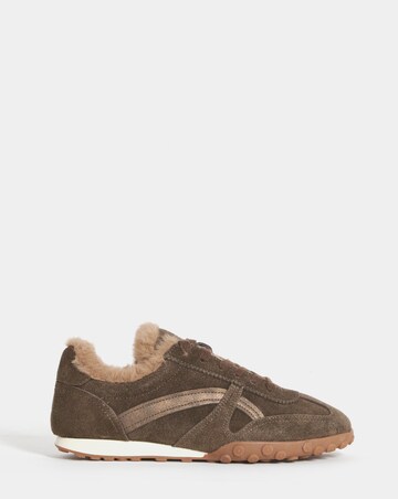 Araminta Suede Fur Trim Retro Trainers - Wide Fit (E)