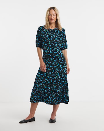 Open Tie Back Midi Jersey Smock Dress