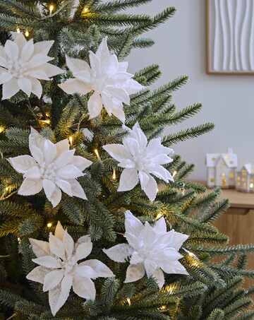 Snowy Poinsettia Clips - Set of 6