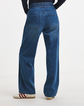Black Elasticated Waist Wide Leg Jeans