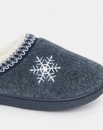 Cushion Walk Embroidered Snowflake Slippers - Wide Fit (E)
